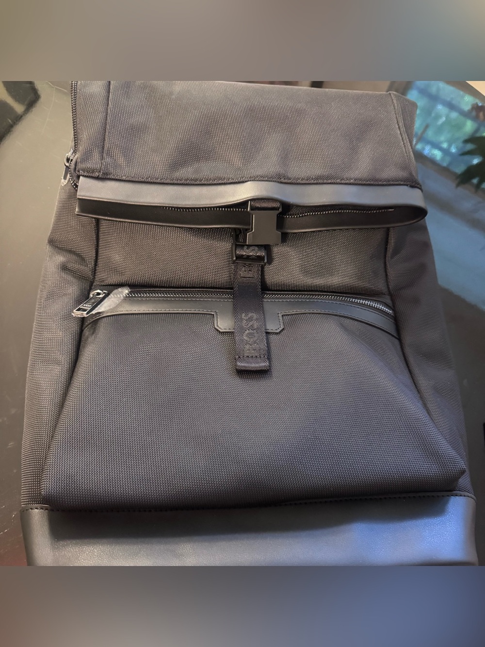 Men's Boss Black Canvas Roll-Top Backpack